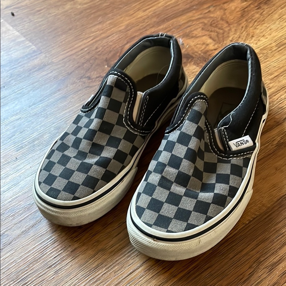 Vans Kids Checkered Slip-On Shoes - Black and Gray